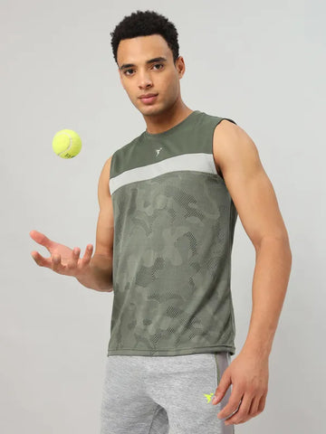 Men Jacquard Slim Fit Crew Neck Innerwear Vest with VENTMESH
