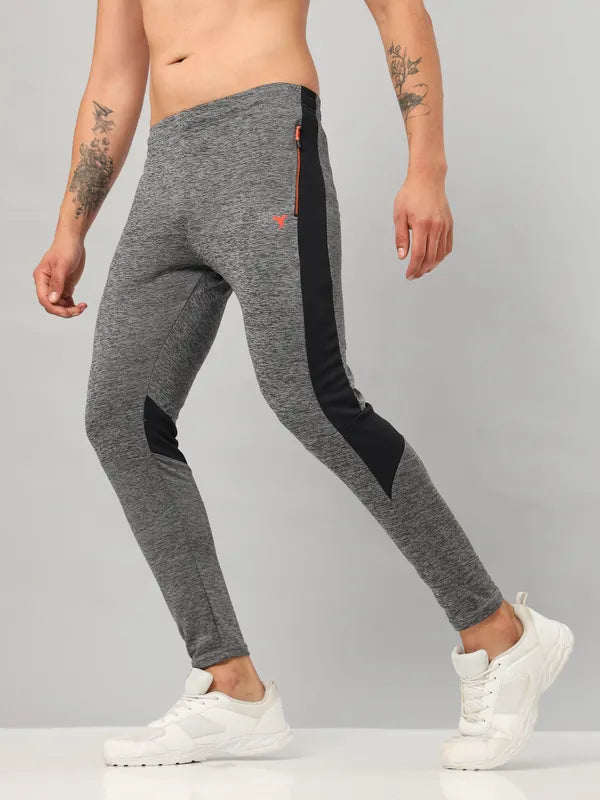 Men Melange Slim Fit Trackpants with TECHNO DRY