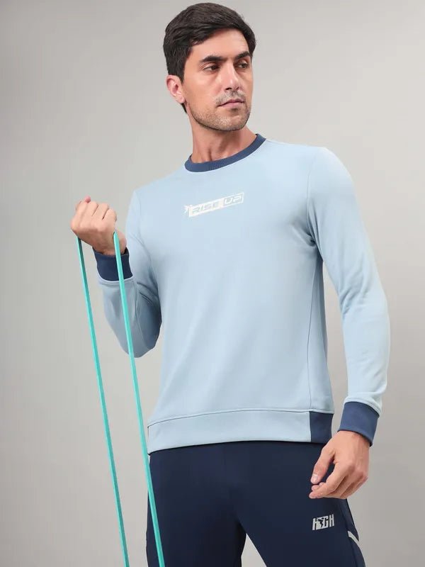 Men Printed Slim Fit Crew Neck Sweatshirt with TECHNO WARM+