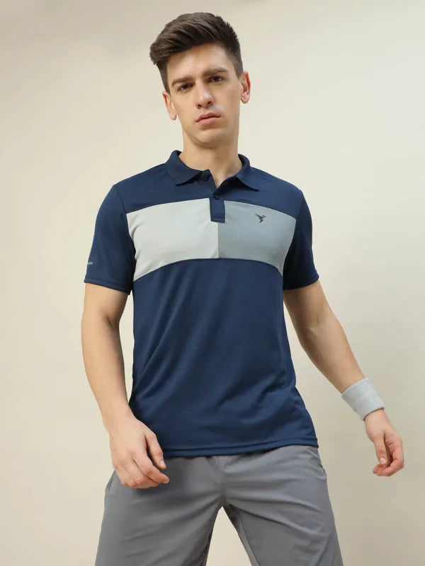 Men Colorblock Slim Fit Polo T-shirt with TECHNO COOL+