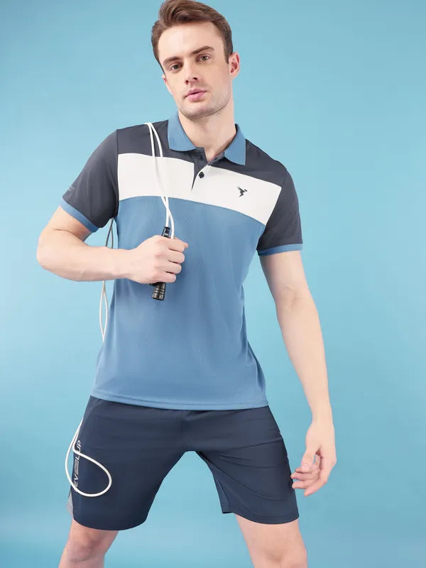 Men Colorblock Slim Fit Polo T-shirt with TECHNO COOL+