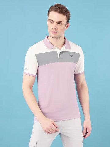 Men Colorblock Slim Fit Polo T-shirt with TECHNO COOL+