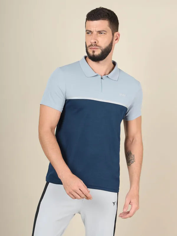 Men Colorblock Slim Fit Polo T-shirt with TECHNO COOL+