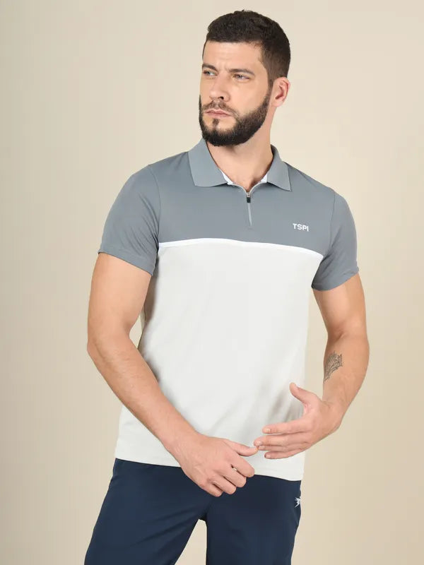 Men Colorblock Slim Fit Polo T-shirt with TECHNO COOL+