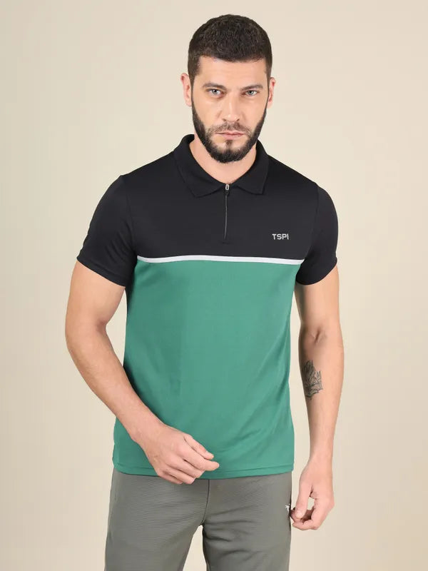 Men Colorblock Slim Fit Polo T-shirt with TECHNO COOL+
