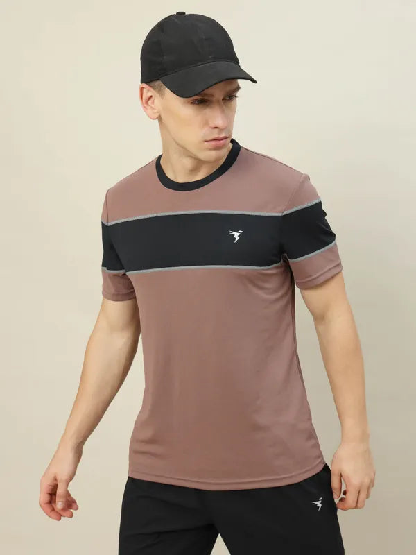 Men Colorblock Slim Fit Crew Neck T-shirt with TECHNO COOL+