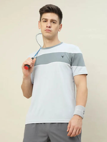 Men Colorblock Slim Fit Crew Neck T-shirt with TECHNO COOL+