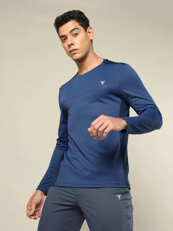Men Colorblock Slim Fit Crew Neck T-shirt with TECHNO COOL+