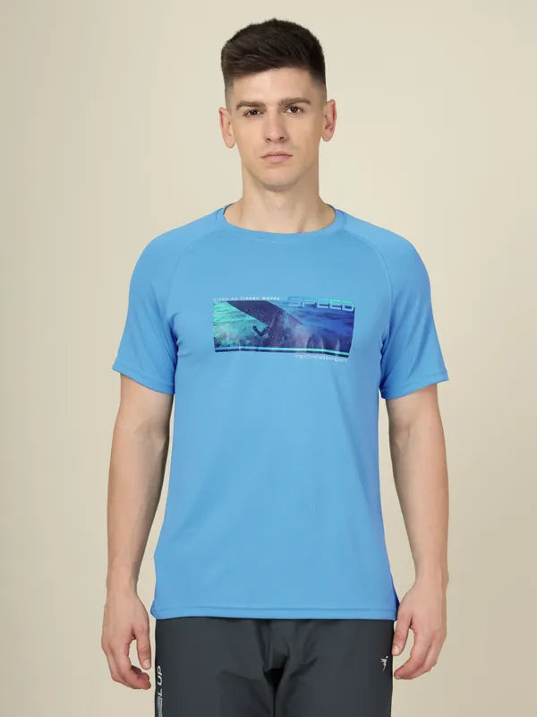 Men Graphic Printed Slim Fit Crew Neck T-shirt with TECHNO COOL+