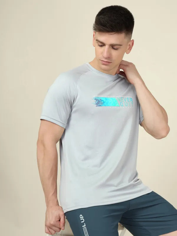 Men Graphic Printed Slim Fit Crew Neck T-shirt with TECHNO COOL+