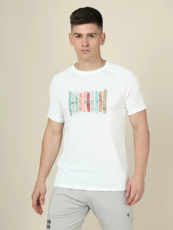 Men Graphic Printed Slim Fit Crew Neck T-shirt with TECHNO COOL+