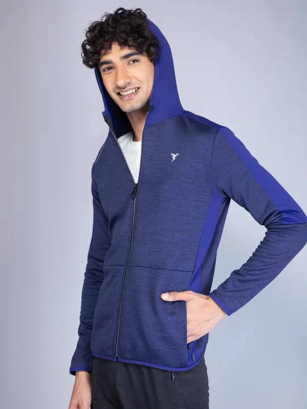 Men Melange Slim Fit Hooded Jacket with TECHNO WARM+