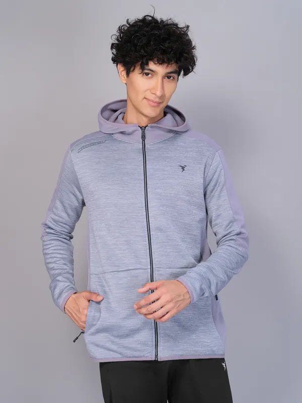 Men Melange Slim Fit Hooded Jacket with TECHNO WARM+