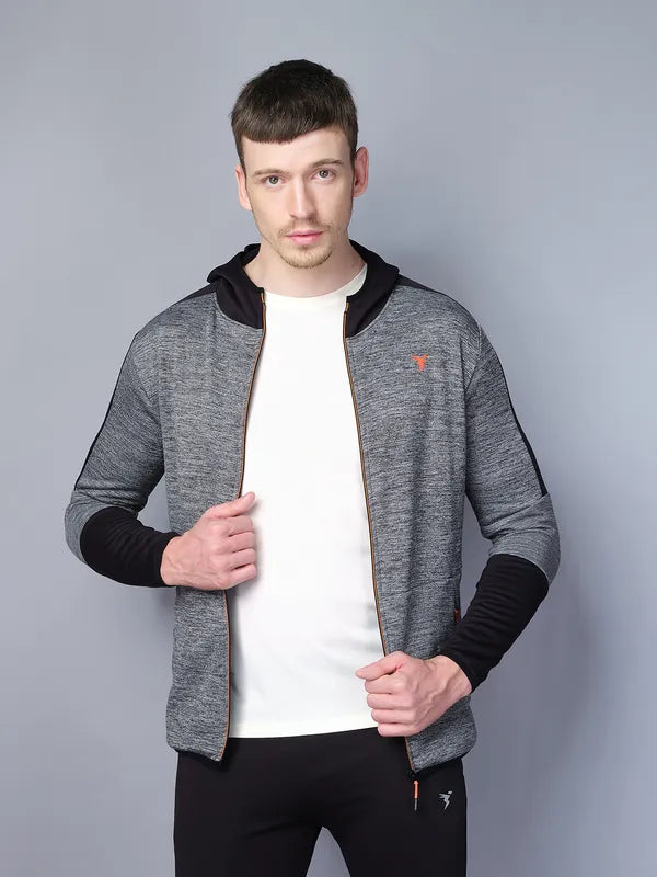 Men Melange Slim Fit Hooded Jacket with TECHNO WARM+
