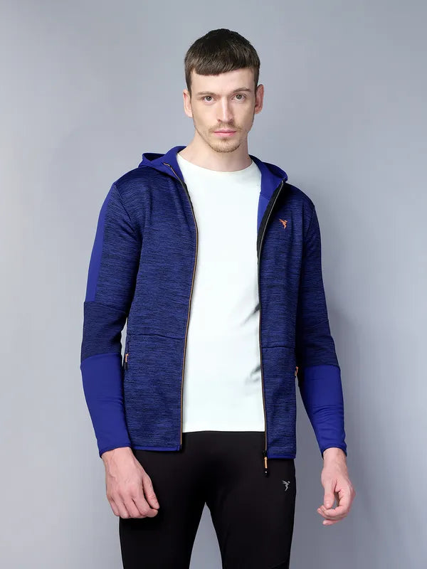Men Melange Slim Fit Hooded Jacket with TECHNO WARM+