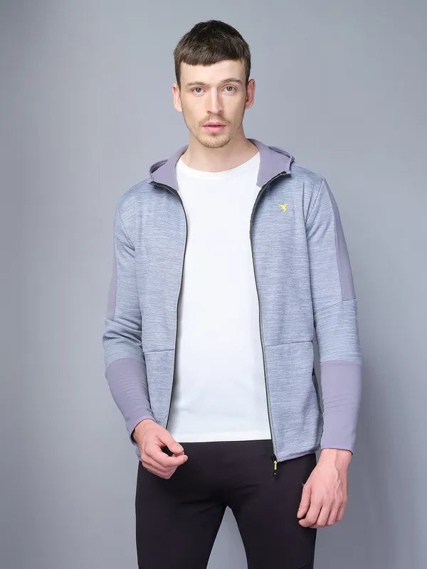 Men Melange Slim Fit Hooded Jacket with TECHNO WARM+