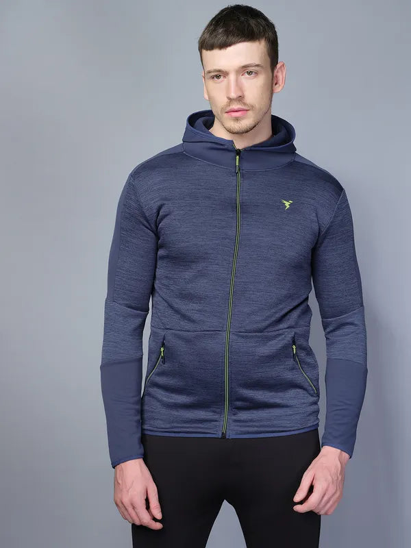 Men Melange Slim Fit Hooded Jacket with TECHNO WARM+
