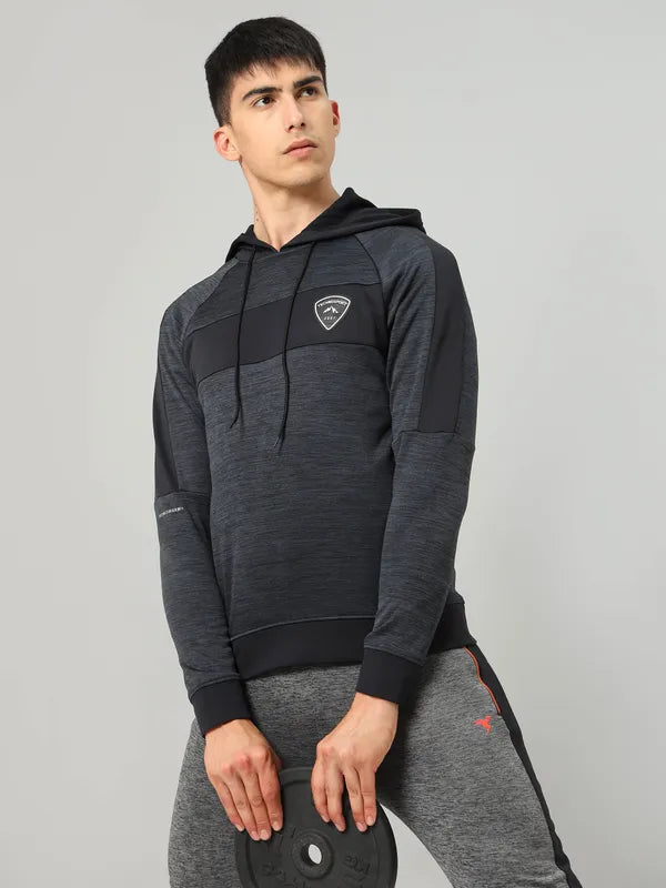 Men Melange Slim Fit Hooded sweatshirt with TECHNO GUARD