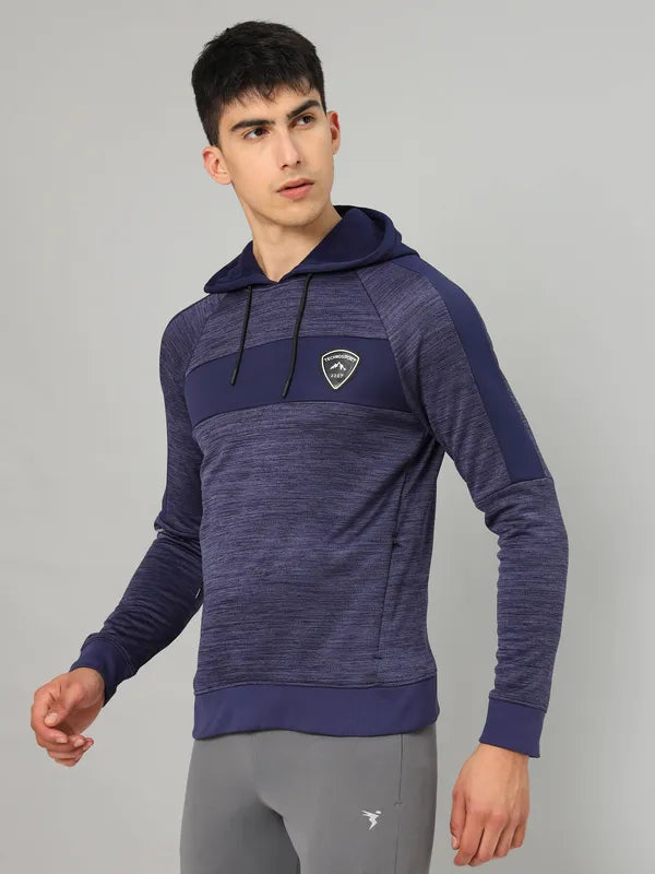 Men Melange Slim Fit Hooded sweatshirt with TECHNO GUARD