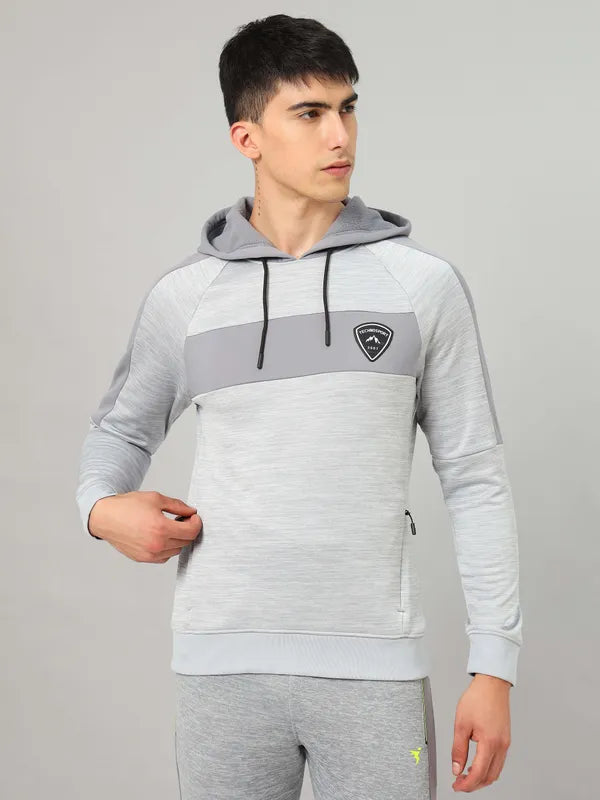 Men Melange Slim Fit Hooded sweatshirt with TECHNO GUARD