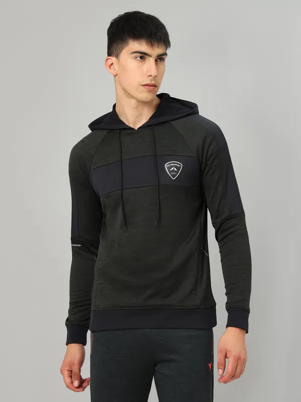 Men Melange Slim Fit Hooded sweatshirt with TECHNO GUARD
