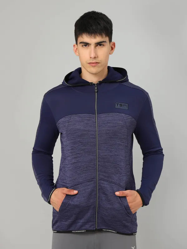 Men Melange Slim Fit Hooded Jacket with TECHNOLITE