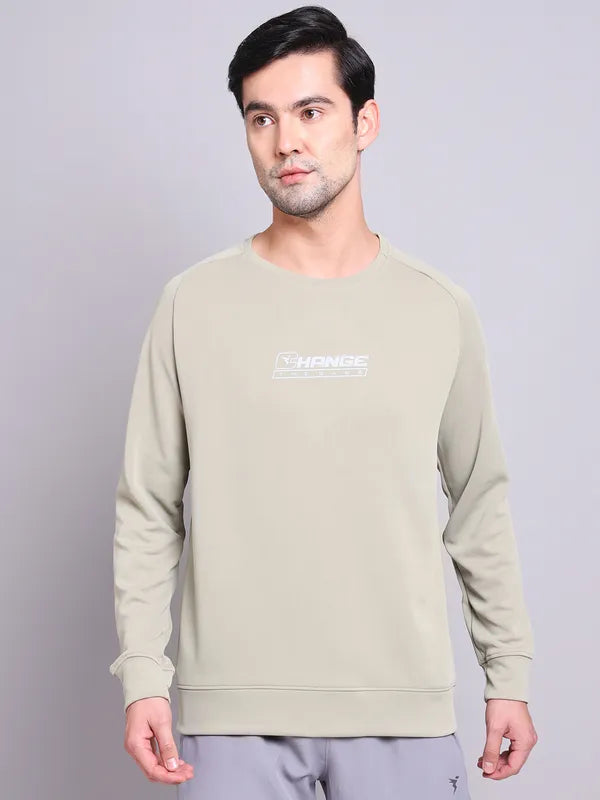 Men Printed Slim Fit Crew Neck Sweatshirt with ELASTO PLUS