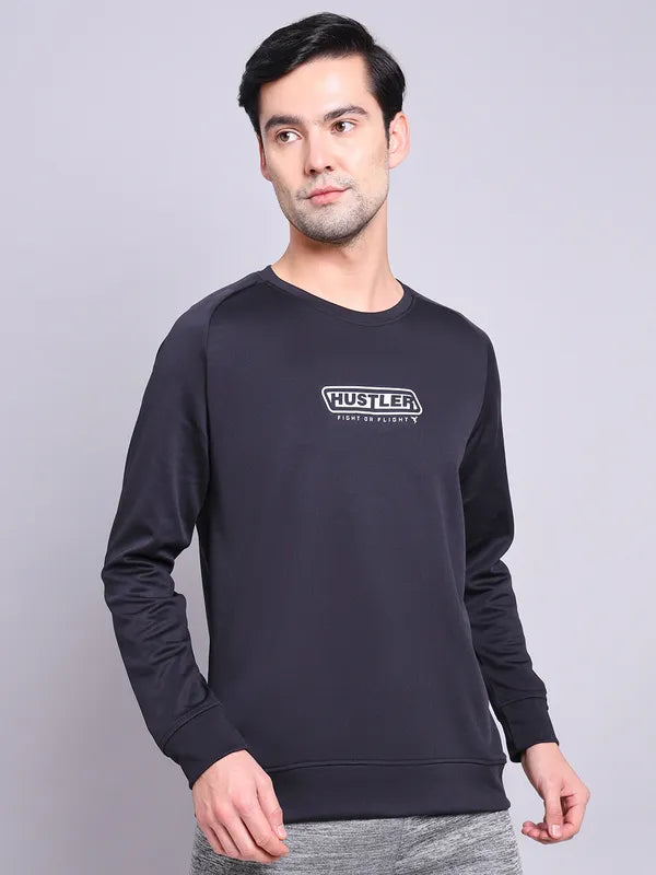 Men Printed Slim Fit Crew Neck Sweatshirt with ELASTO PLUS