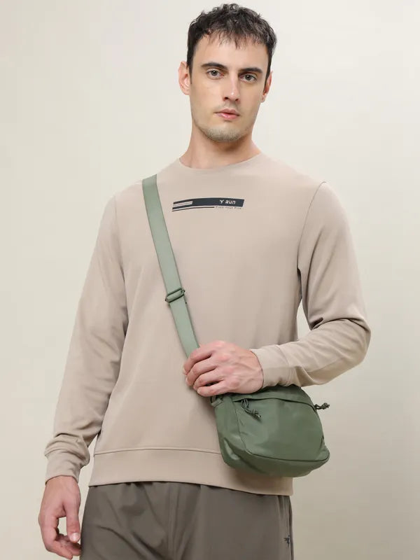 Men Printed Slim Fit Crew Neck Sweatshirt with ELASTO PLUS