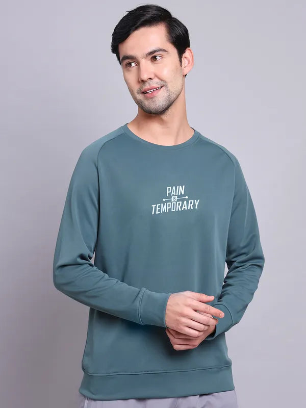 Men Printed Slim Fit Crew Neck Sweatshirt with ELASTO PLUS