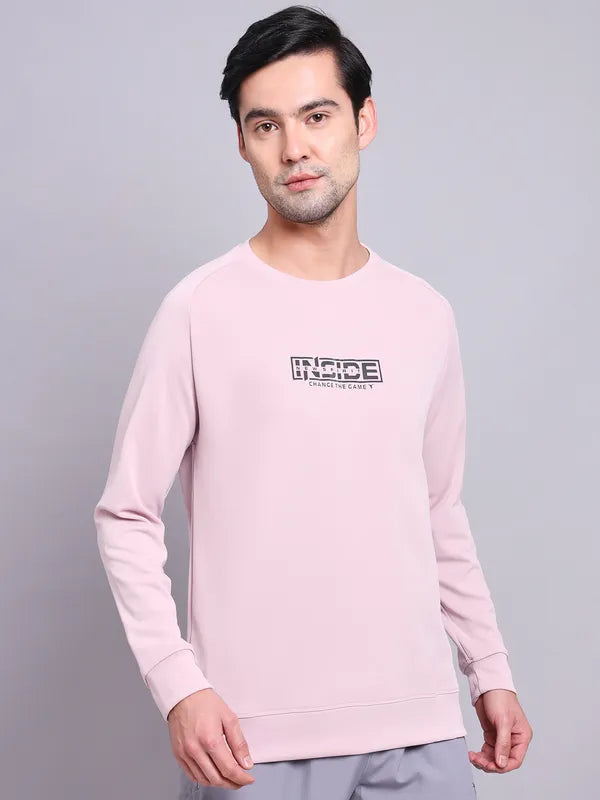 Men Printed Slim Fit Crew Neck Sweatshirt with ELASTO PLUS