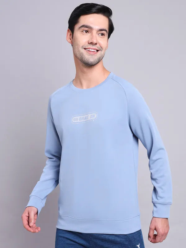 Men Printed Slim Fit Crew Neck Sweatshirt with ELASTO PLUS