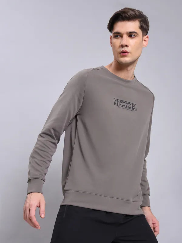 Men Printed Slim Fit Crew Neck Sweatshirt with ELASTO PLUS