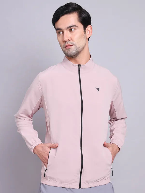 Men Solid Slim Fit Mock Neck Jacket with TECHNOLITE