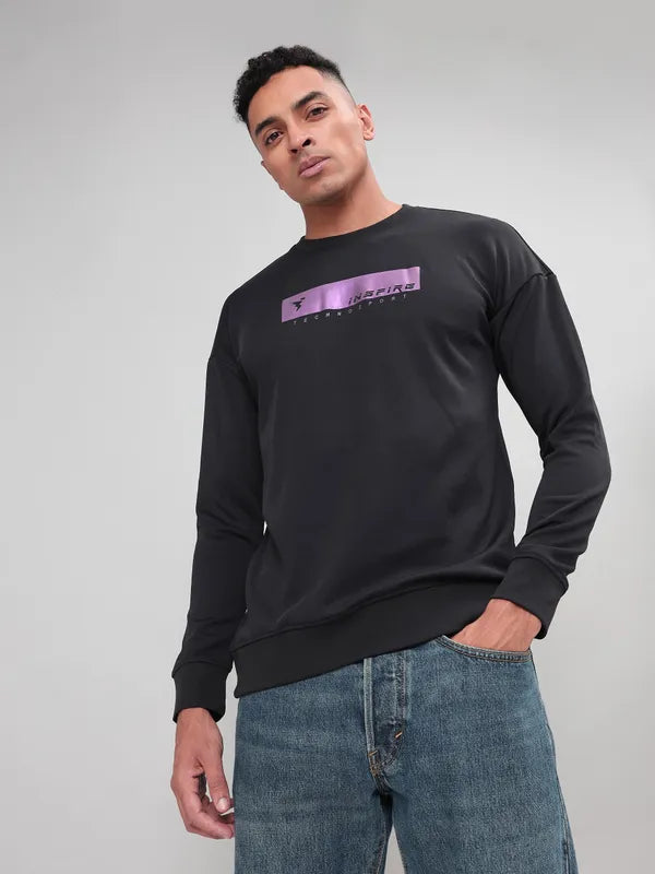 Men Printed Slim Fit Crew Neck Sweatshirt with ELASTO PLUS
