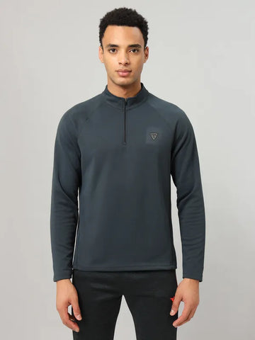 Men Solid Slim Fit Mock Neck Sports Sweatshirt with ELASTO PLUS