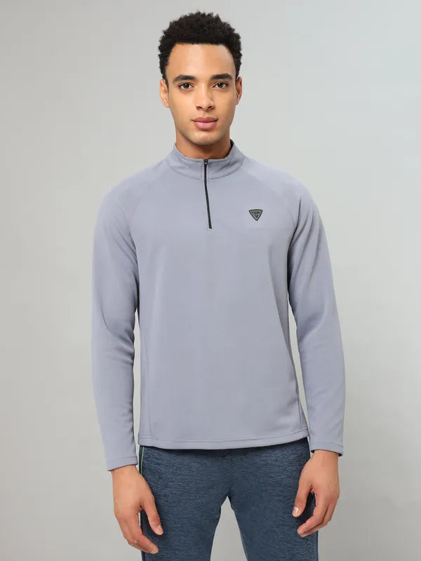 Men Solid Slim Fit Mock Neck Sports Sweatshirt with ELASTO PLUS