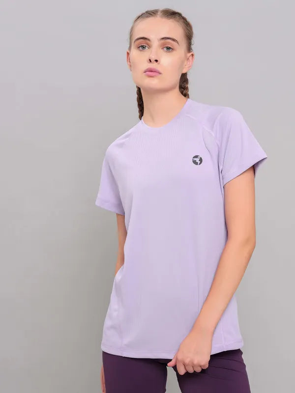 Women Solid Slim Fit Crew Neck T-shirt with TECHNO COOL+