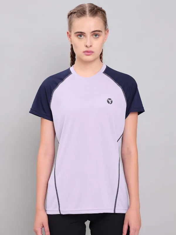 Women Colorblock Slim Fit Crew Neck T-shirt with TECHNO COOL+