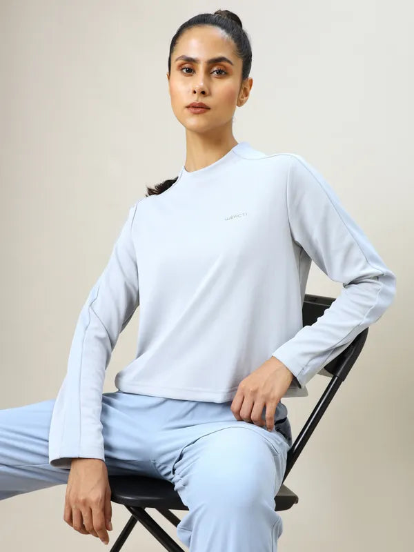 Women Colorblock Slim Fit Crew Neck Pullover with ELASTO PLUS