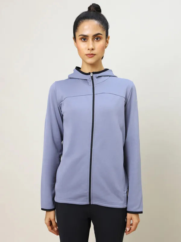 Women Solid Slim Fit Hooded Jacket with TECHNO WARM+