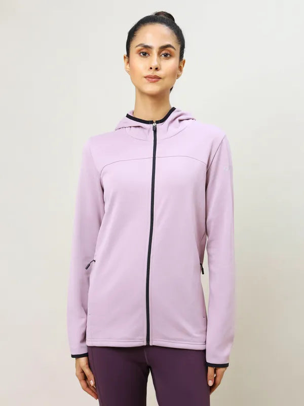 Women Solid Slim Fit Hooded Jacket with TECHNO WARM+